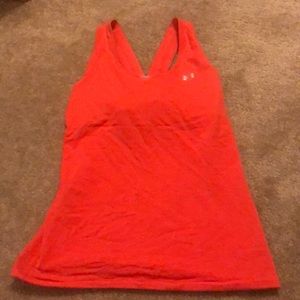 Under armour coral tank, with built in sports bra